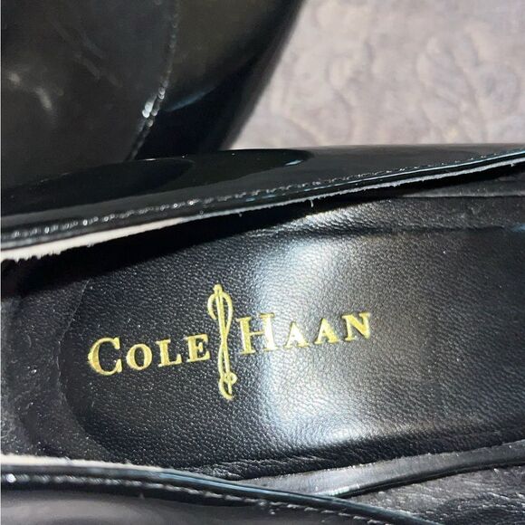 Cole Haan Nike Air Black Wedge Patent Leather Heels with Rounded Toe Size 7 B - Picture 9 of 9